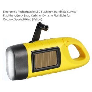 Dynamo Flashlight with Hand Crank & Solar Panel –Ideal for Camping & Emergencies